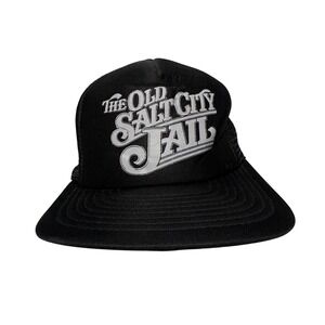 Vintage Speedway The Old Salt City Jail Trucker Hat Black Mesh Snapback Cap
